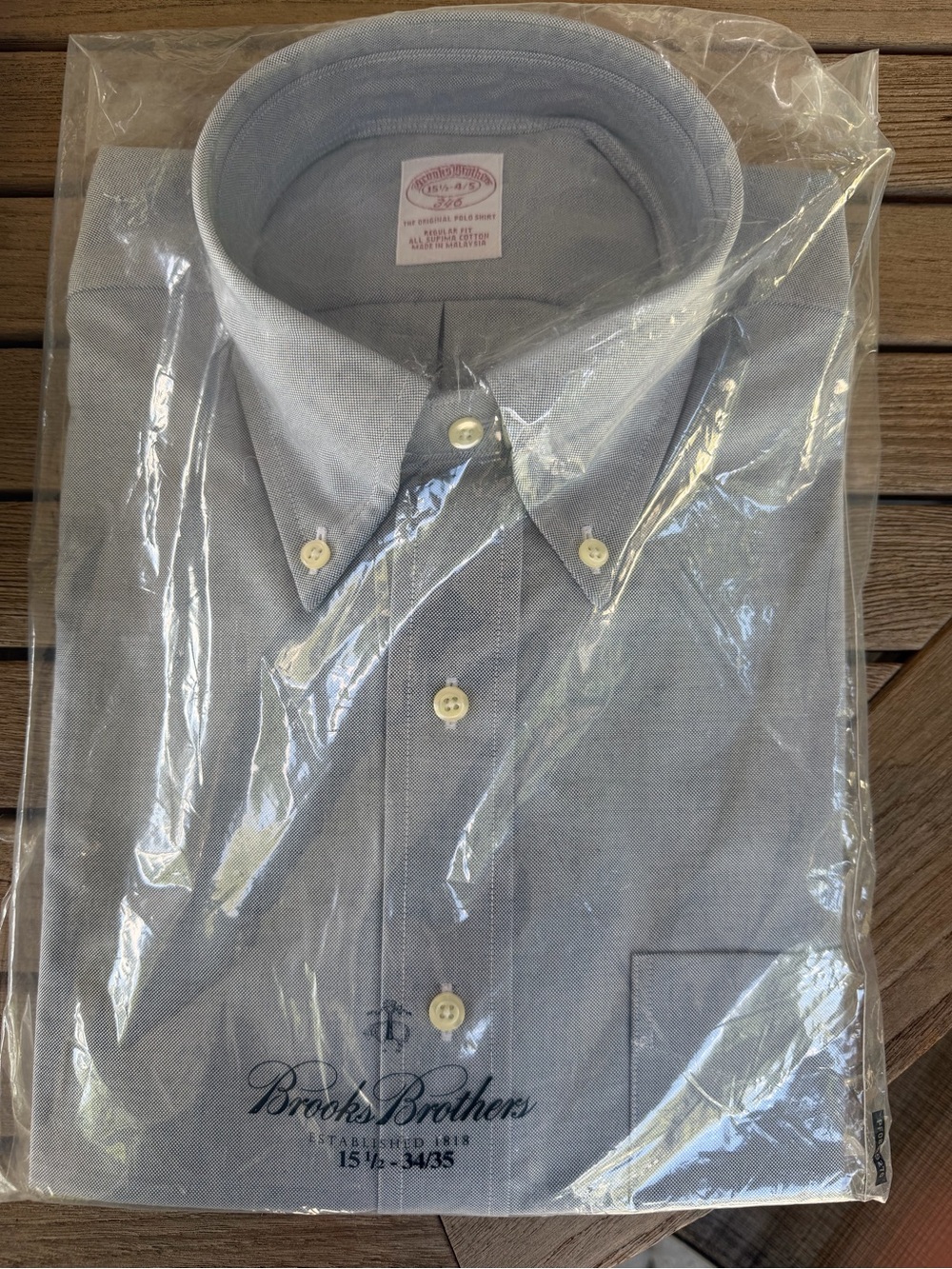 Vintage Brooks Brothers 346 Supima Cotton Shirt Blue 15.5 34/35 New